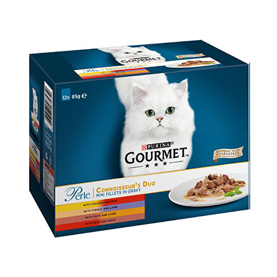 Purina GOURMET® Perle Connoisseur’s Duo Multipack Mini Fillets in Gravy 85g, Pack of 12
