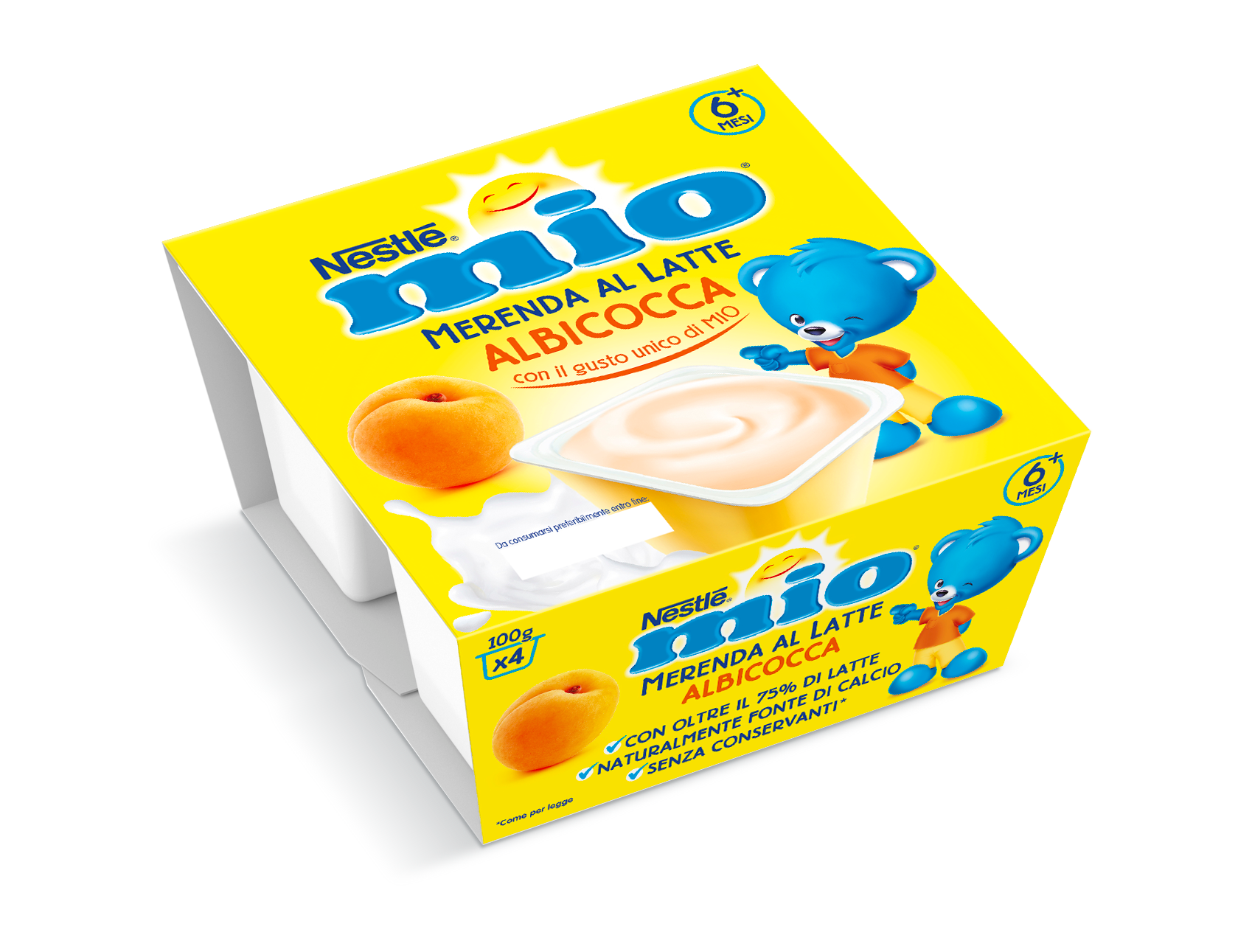 Nestlé MIO MERENDA® Apricot Milk Snack 100g, Pack of 4