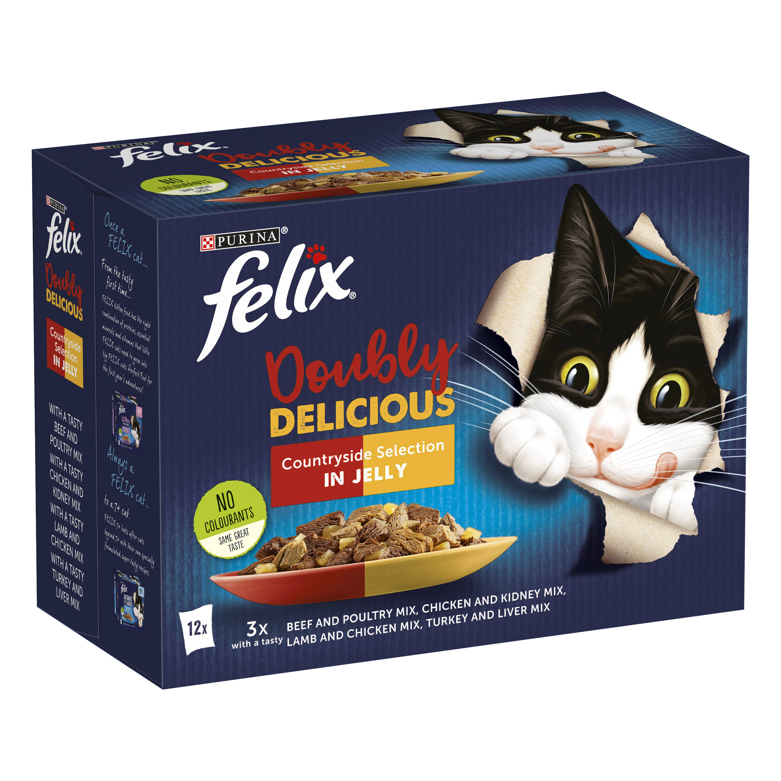 Purina Felix® As Good As It Looks Doubly Delicious Multipack Meat Selection in Jelly 100g, Pack of 12