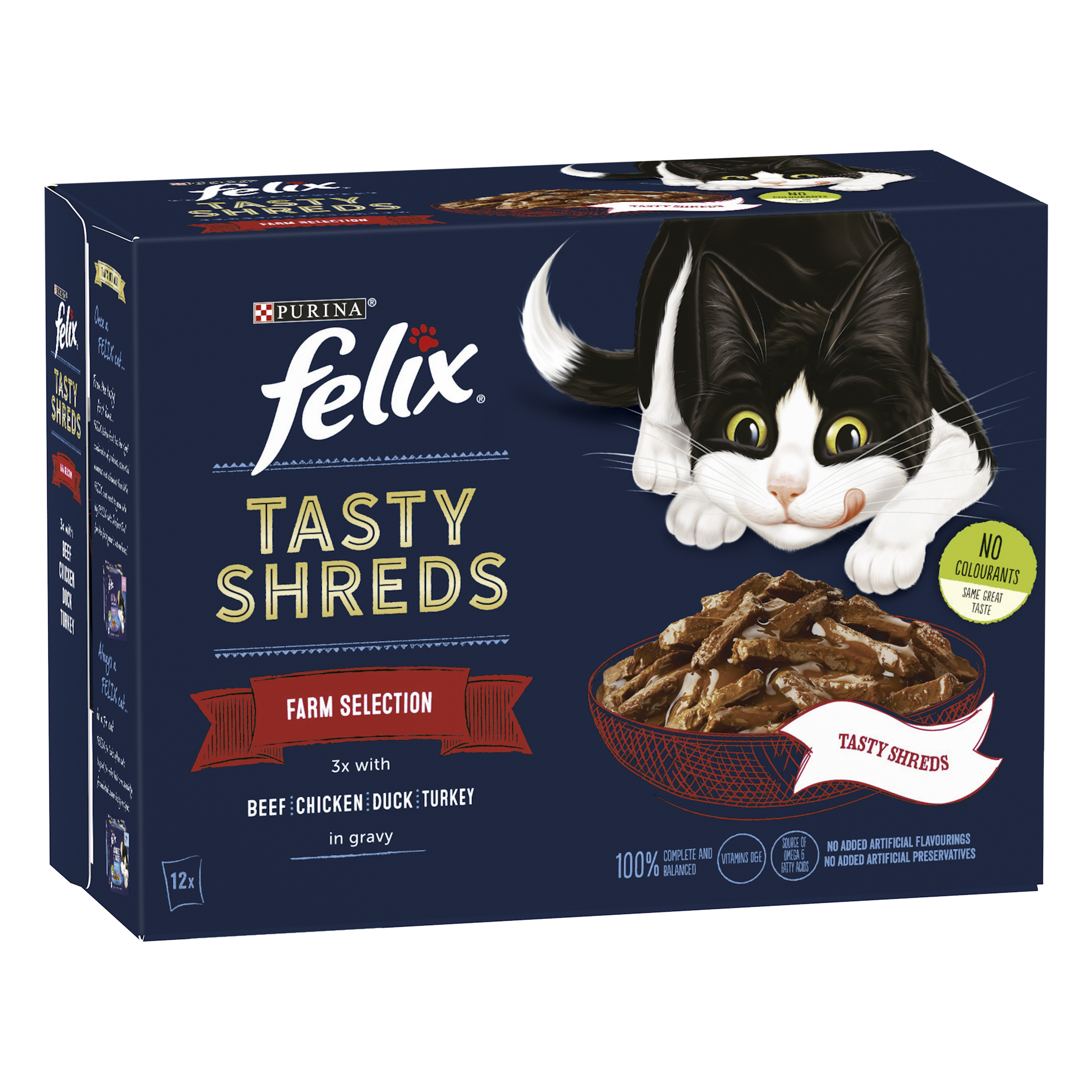 Purina Felix® Tasty Shreds Multipack Farm Selection 80g, Pack of 12