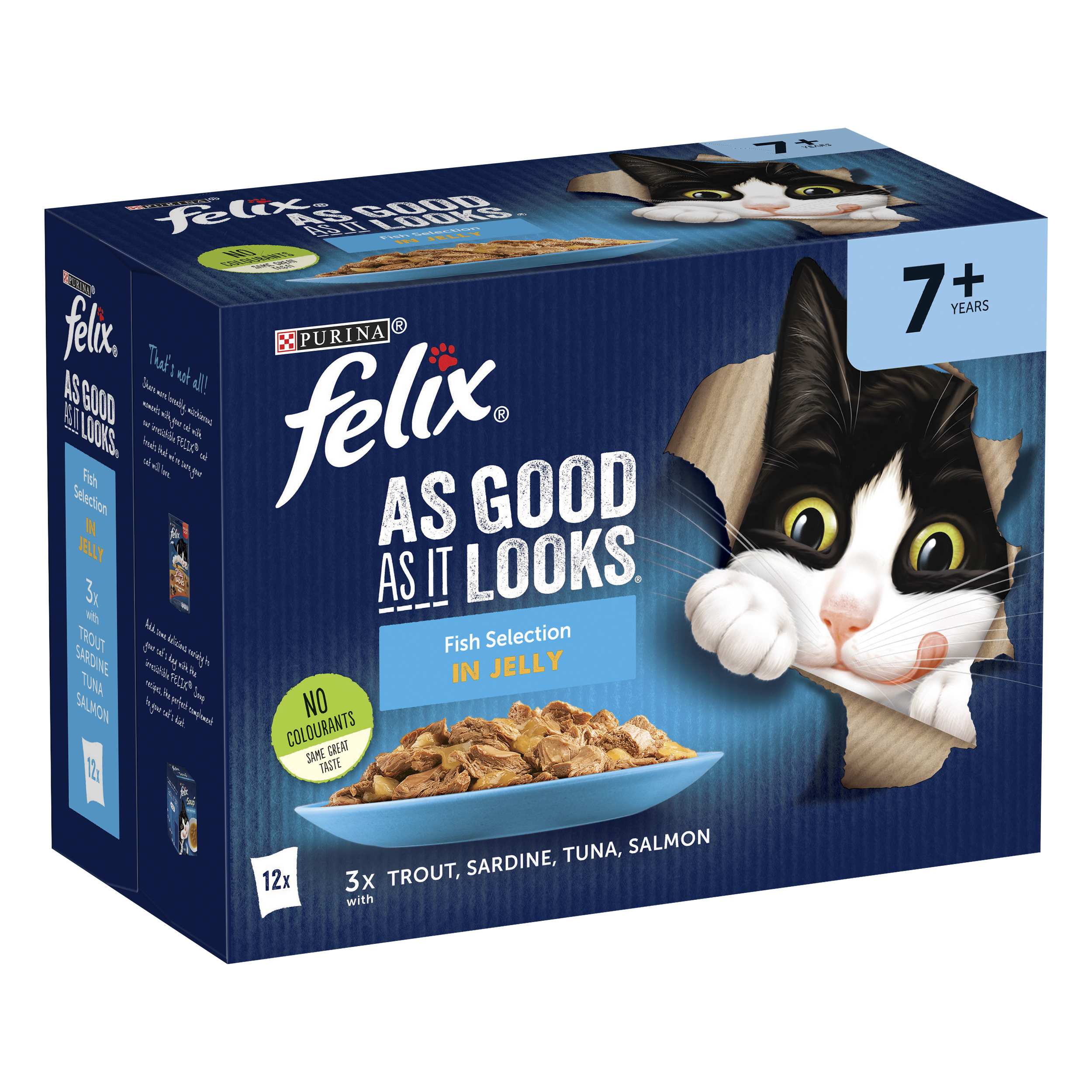 Purina Felix® As Good As it Looks Senior Multipack Fish Selection in Jelly 100g, Pack of 12