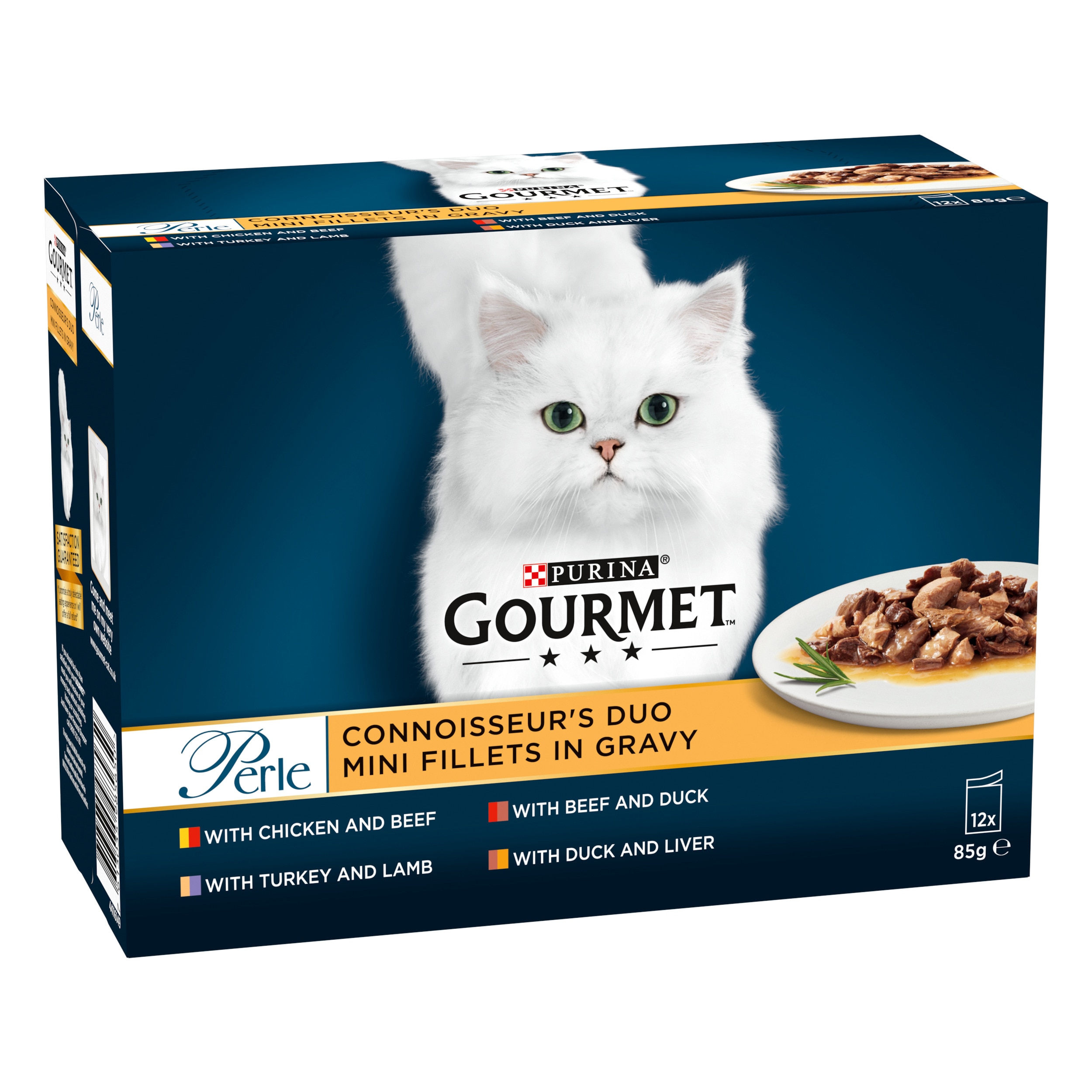 Purina GOURMET® Perle Seaside Duo Multipack Mini Fillets in Gravy 85g, Pack of 12