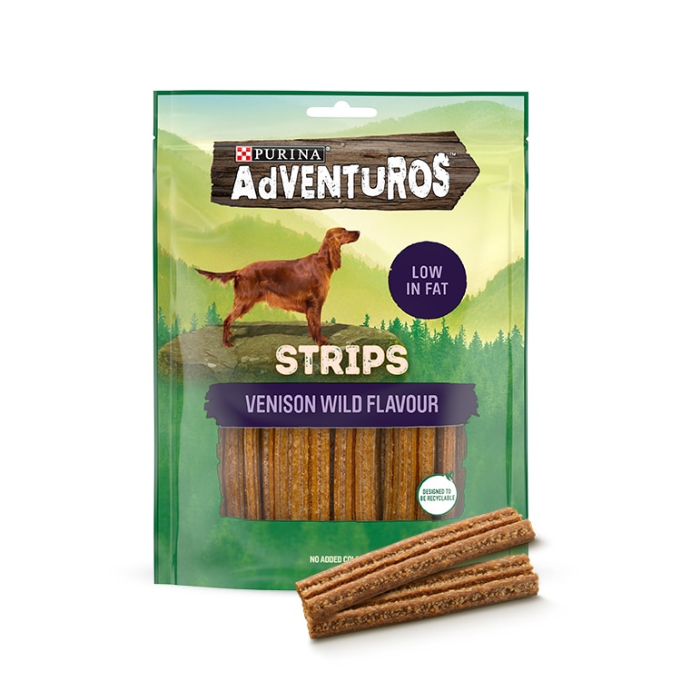 Adventuros Adult Dog Venison Strips Treats 90g