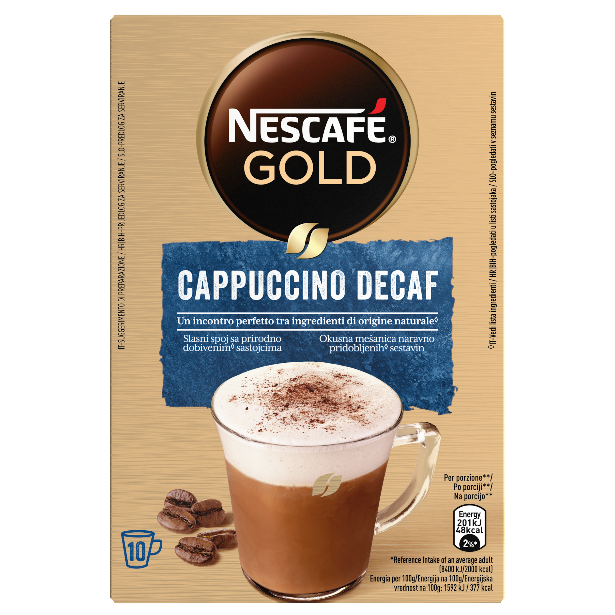 NESCAFÉ GOLD Cappuccino Decaf 125g, 10 Sachets