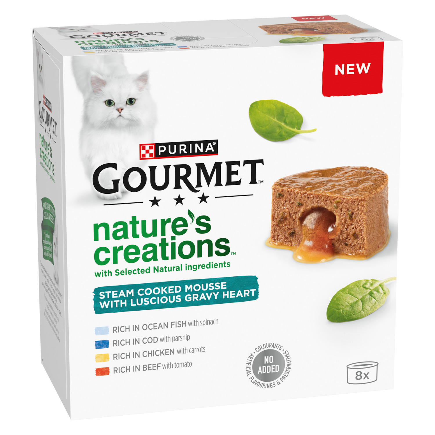 Purina Gourmet Nature Creations Gravy Hearts Mousse Variety for Adult Cat 8x85g